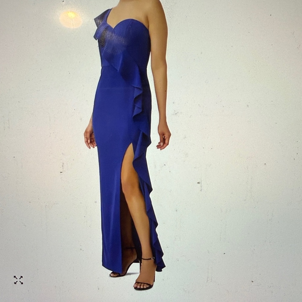 Aidan Mattox One Shoulder Blue Dress - Picture 6 of 6